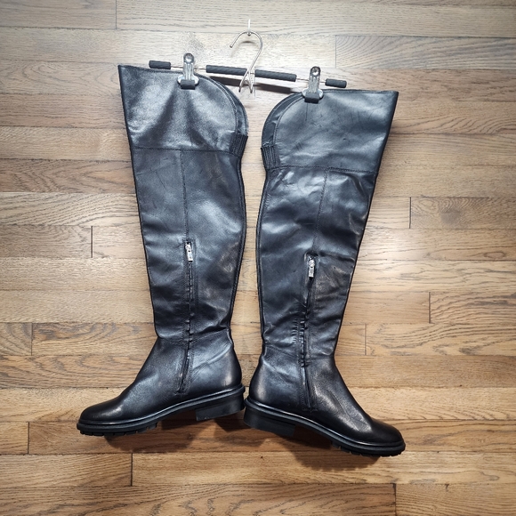 CALVIN KLEIN Womens Black Helene Toe Block Heel Leather Heeled Boots 9.5 - Picture 5 of 6